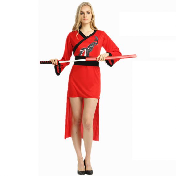 Women Red Ninja Costume Outfit