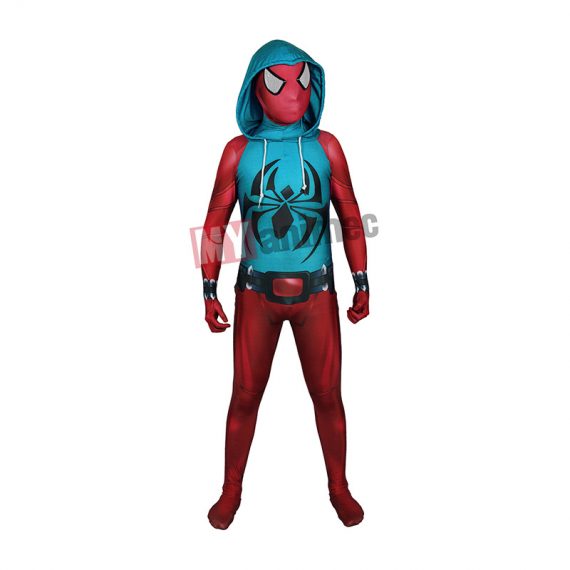 Kids Scarlet Spider Suit Cosplay Costume