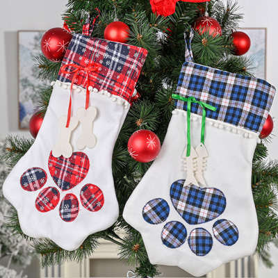 Dog Paw Print Christmas Stocking
