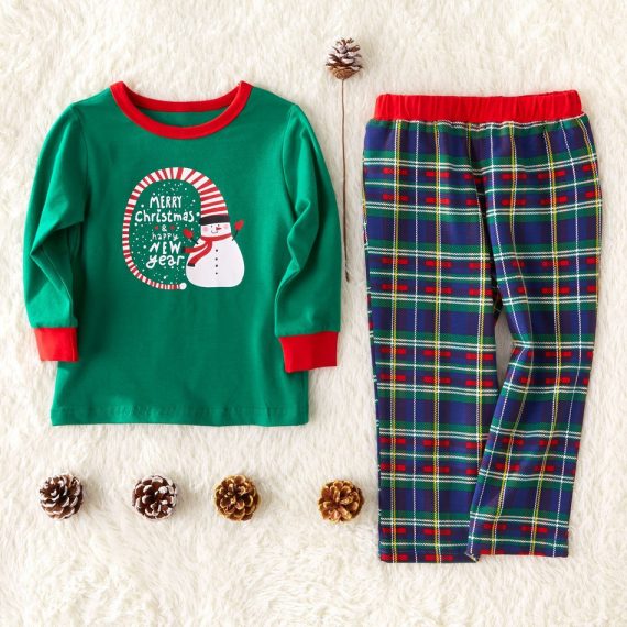 Family Christmas Pajamas Pjs Green Pants With Top