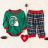 Family Christmas Pajamas Pjs Green Pants With Top