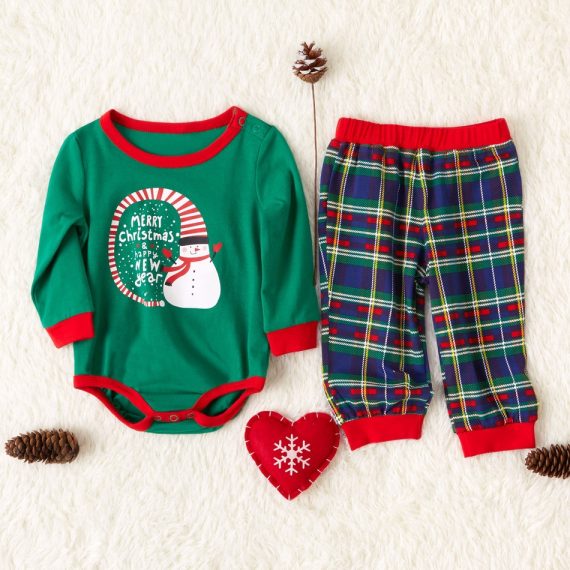 Family Christmas Pajamas Pjs Green Pants With Top