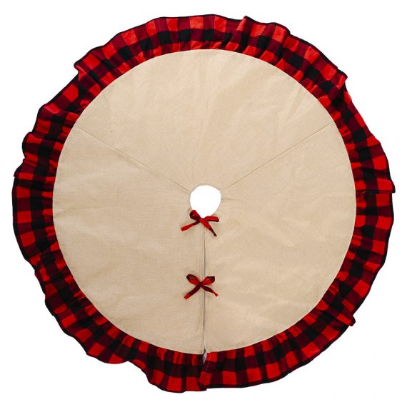 48" Buffalo Plaid Christmas Linen Tree Skirt
