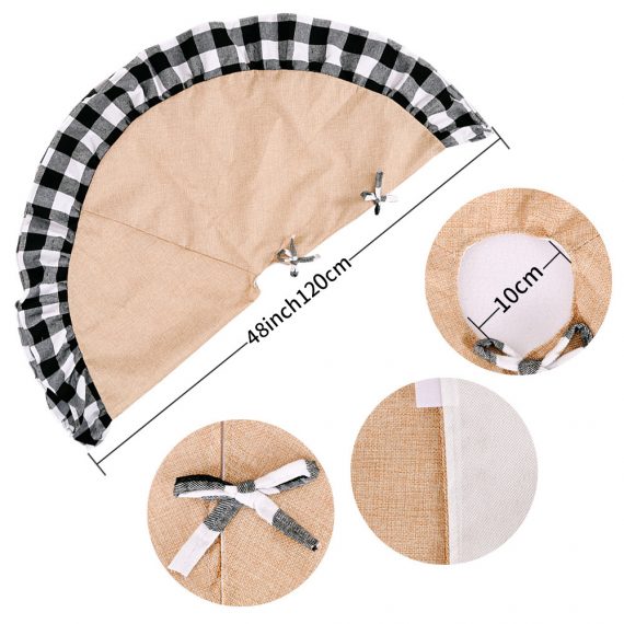 48" Buffalo Plaid Christmas Linen Tree Skirt