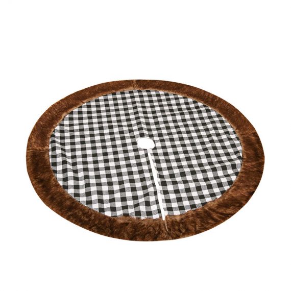Fluff Buffalo Plaid 48" Red And Black Grid Christmas Tree Skirt