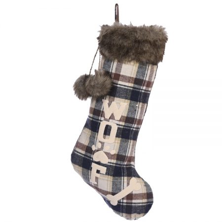 Plaid Dog Christmas Stocking Decorations