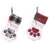 Plaid Dog Paws Christmas Stocking Decorations