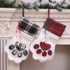 Plaid Dog Paws Christmas Stocking Decorations
