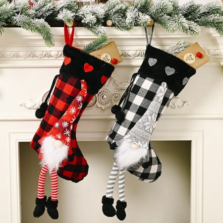 Funny Red Black And White Buffalo Plaid Christmas Stockings