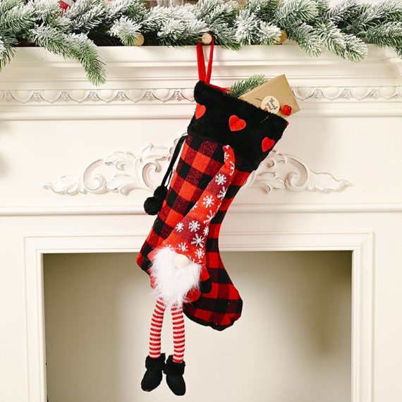 Funny Red Black And White Buffalo Plaid Christmas Stockings