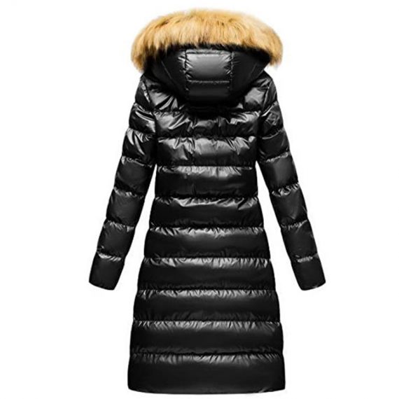 Women Jacket Black Red And Blue Puffer Coat Faux Fur Hooded Long Sleeves Quilted Jacket For Winter