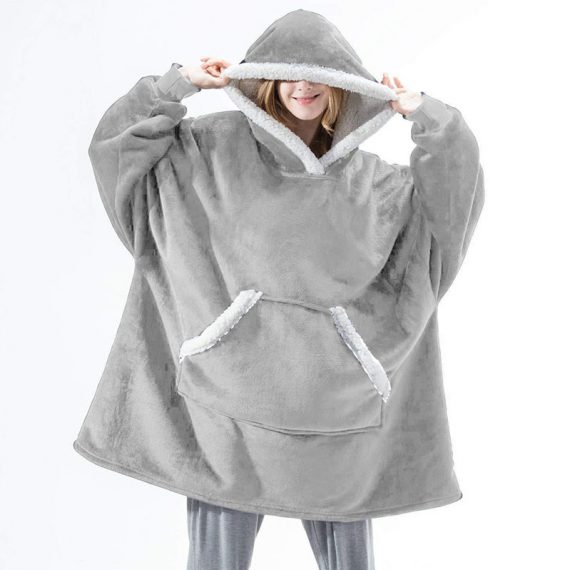 Multicolor warm Hooded Wearable Blanket With Sleeves