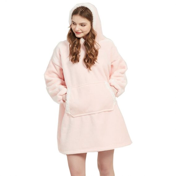 Cute Pink Hooded Wearable Blanket