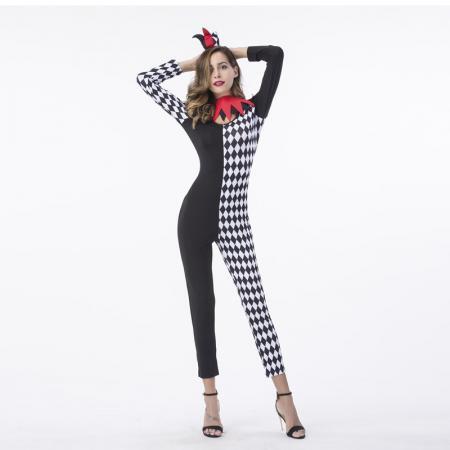 Adult Plus Size Dark Jester Costume Jumpsuit