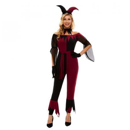 19-2Women’s Black Plus Size Devil Jester Costume