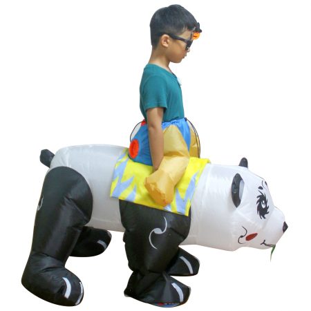 funny riding panda inflatable costume for kids