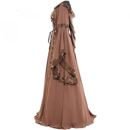 3-2Women Brown Medieval Costume Dress
