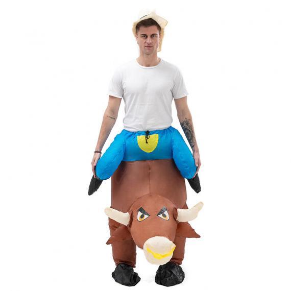 Funny Bull Riders Riding Bull Inflatable Costume For Adults