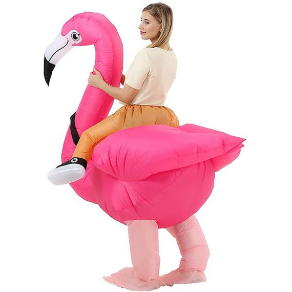 Funny Riding Flamingo Inflatable Costume