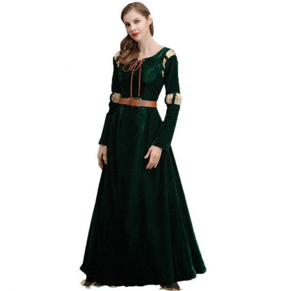 Green Long Sleeve Queen Dress