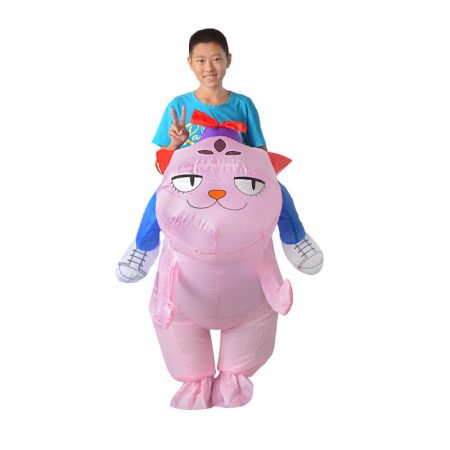 funny riding cat inflatable costume for kids