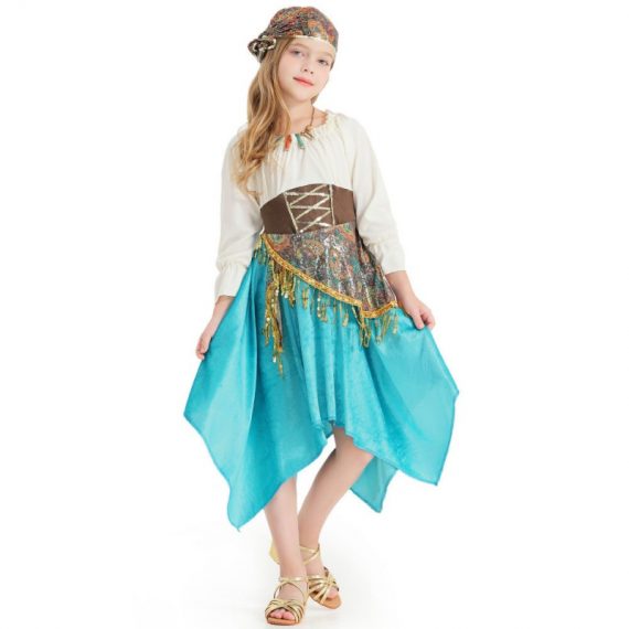 Girls Cute Bule Gypsy Costume