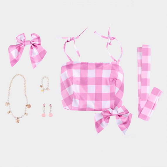 Sweet Barbie Girls Pink Plaid Costume