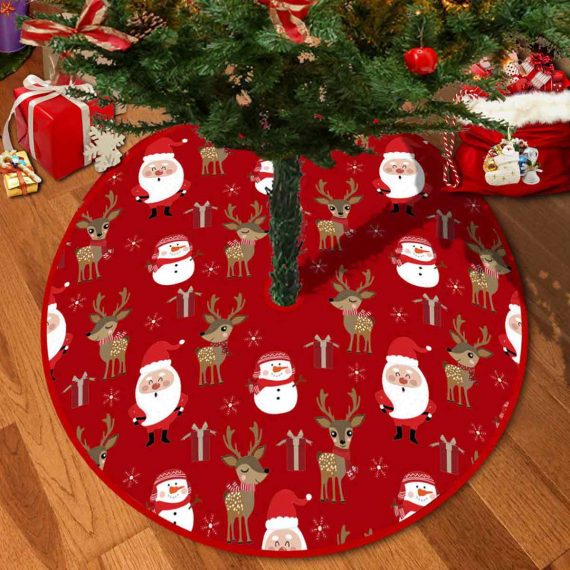 Merry Christmas Red Round Tree Skirt