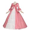 Gothic Pink and White Poplin Long Sleeves One-Piece Victorian Costume Dress
