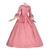 Gothic Pink and White Poplin Long Sleeves One-Piece Victorian Costume Dress