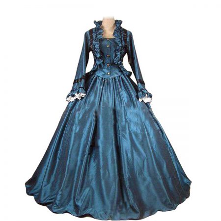 Women's Long Sleeve Ruffle Lace Up Maxi Dress Halloween