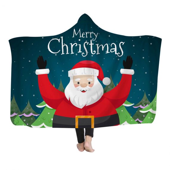 Welcome Santa Claus Christmas Hooded Blanket