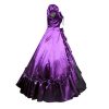Women's Purple Satin Ruffle Short Sleeves Victorian Costume