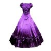 Women's Purple Satin Ruffle Short Sleeves Victorian Costume
