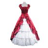 Victorian Satin Short Sleeves Ruffle Costume For Women