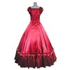 Victorian Satin Short Sleeves Ruffle Costume For Women