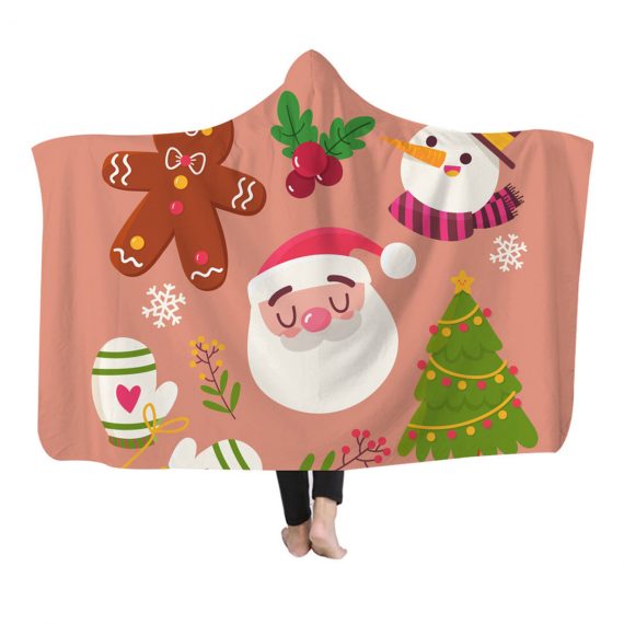 Ginger Bread Christmas Printed Hooded Blanket