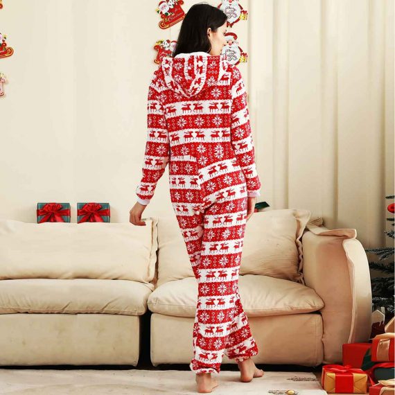 Women’s Christmas One Piece Pajamas Jumpsuit with Hood