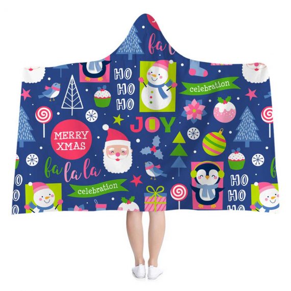 Adults Joy Christmas Holiday Hooded Blanket