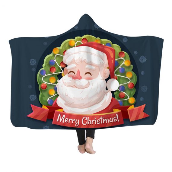 Santa Claus Christmas Wearable Hooded Blanket