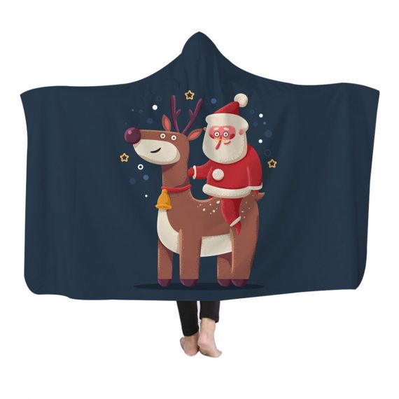Lonely Santa Claus Christmas Hooded Wearable Blanket