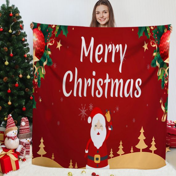 Merry Christmas 70 x 86-in Polyester Plush Throw Blanket