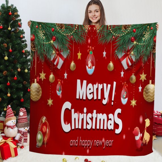 Christmas 70 x 86-in Red Printed Throw Blanket