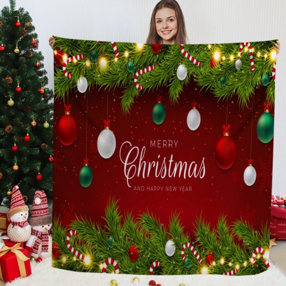 Christmas 70 x 86-in Red Printed Blanket