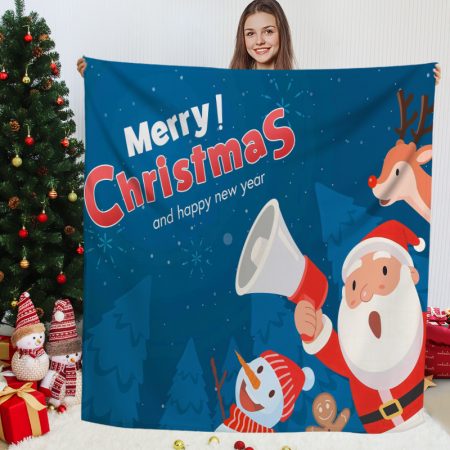 Polyester Christmas Blue Print Throws 70 x 86-in