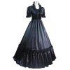 Victorian Black Lace Up Layered Ruffles Half Sleeve Retro Costumes Halloween