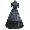 Victorian Black Lace Up Layered Ruffles Half Sleeve Retro Costumes Halloween
