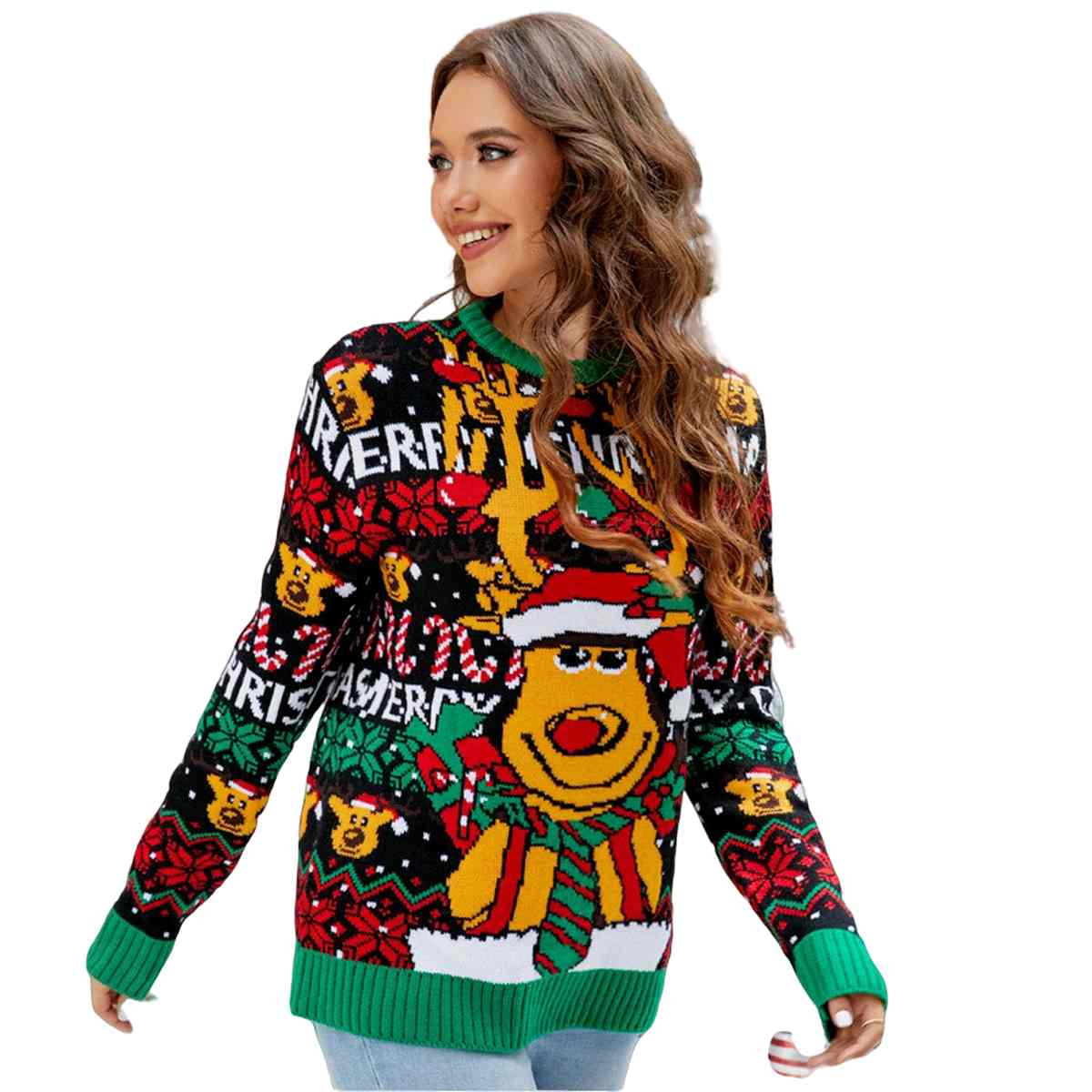 Christmas Elk Long Sleeve Knitted Sweater