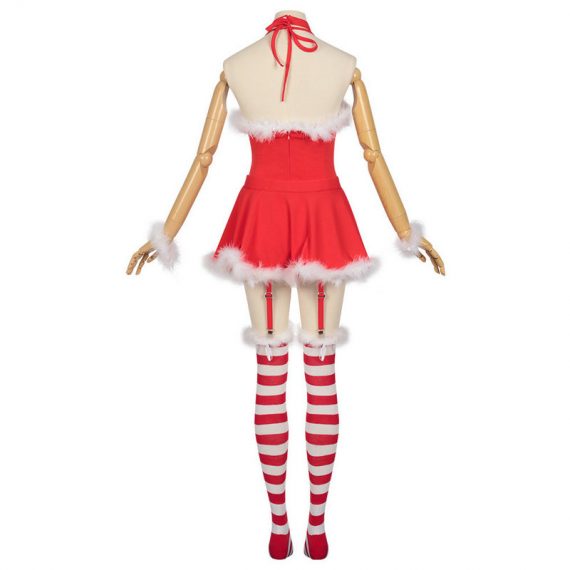 Cute Christmas Costume Female Red Party Dress Set