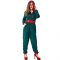 Female Green Christmas Hooded Jumpsuit